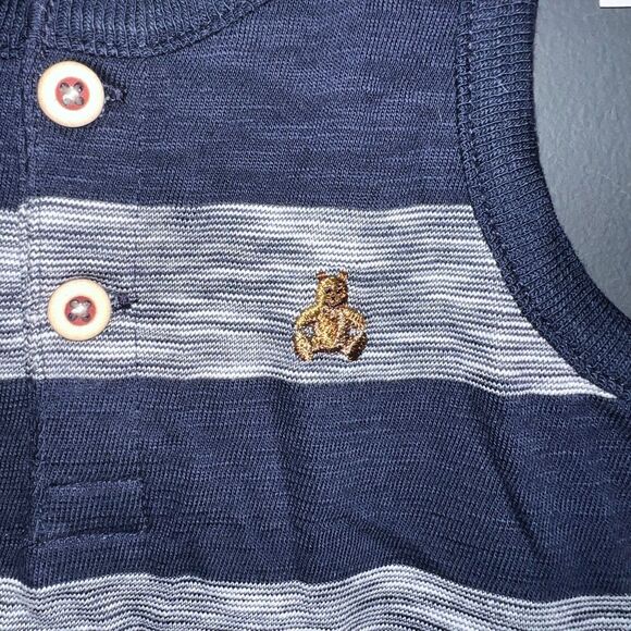 Baby GAP Longall Rompers Infants 12-18m Blue Gray Striped Sleeveless - Picture 3 of 10